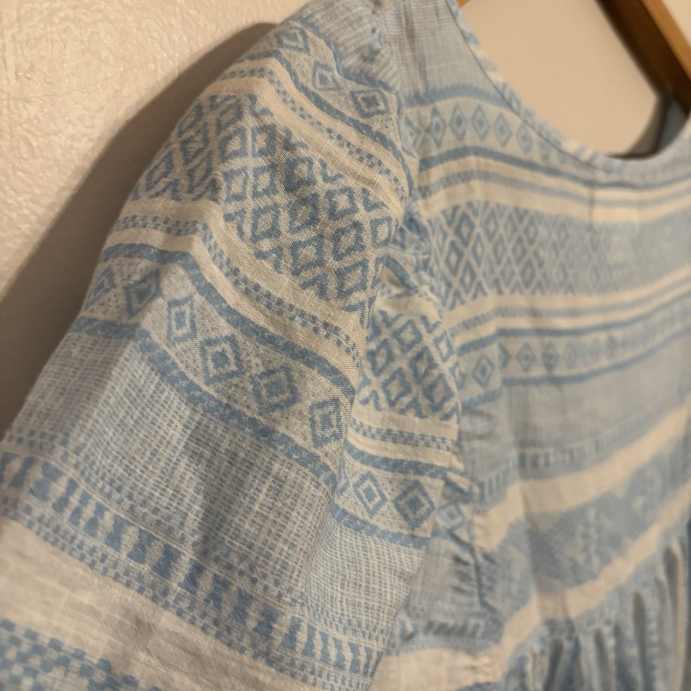 Maeve Anthropologie Women's Blue Striped Tiered Mini Dress Beach Cotton Small - Picture 7 of 7